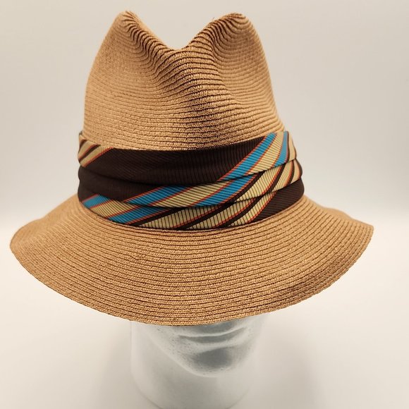 VTG Royal Stetson Fine Straw Hat Pinch Front Fedora Long Oval Made in Canada - Picture 2 of 13